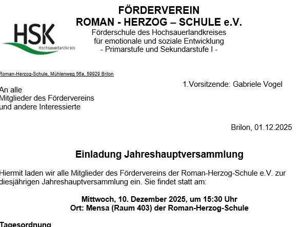 Jahreshauptversammlung Förderverein