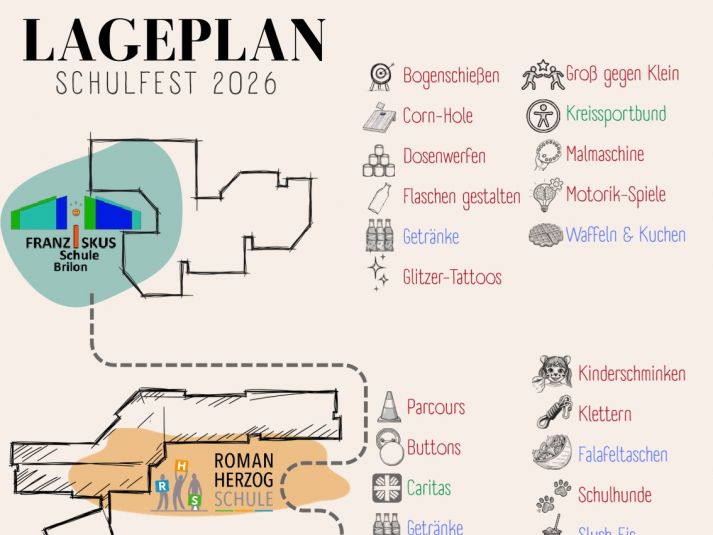 Lageplan zum Schulfest am 02. Oktober 2026