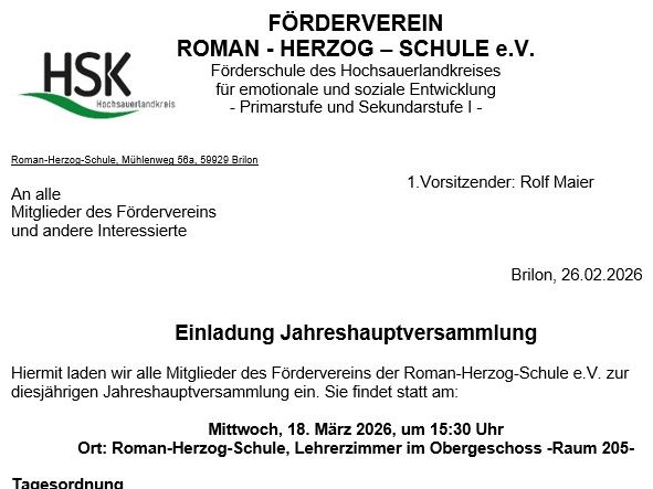 Jahreshauptversammlung Förderverein